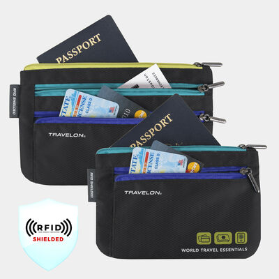 world travel essentials set of 2 currency & passport organizers